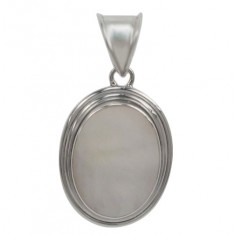 Oval Mother of Pearl Pendant, Sterling Silver